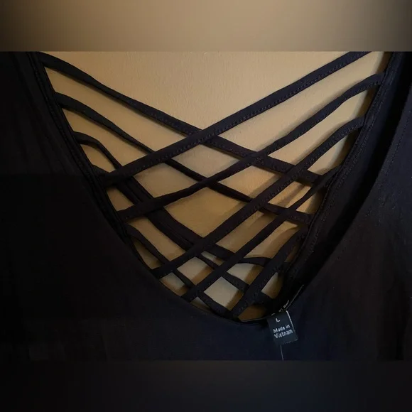 Women’s Apt 9 Beautiful Criss Cross Back Black Maxi Dress New - Picture 9 of 11